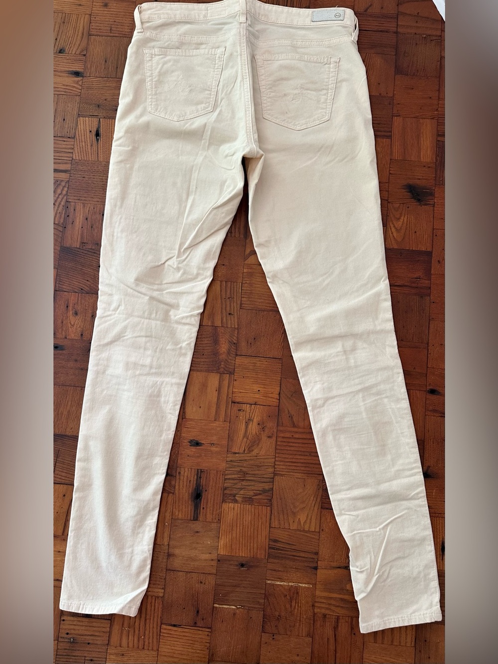 AG Fine Guage lightweight Corduroy Skinny Jeans Ivory Adriano Goldschmied